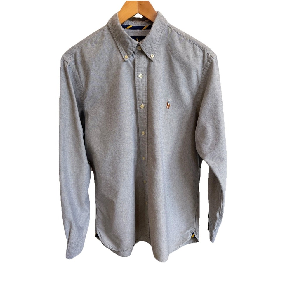 Polo Ralph Lauren Shirt Mens Large Heathered Gray Classic Fit Button Down Oxford